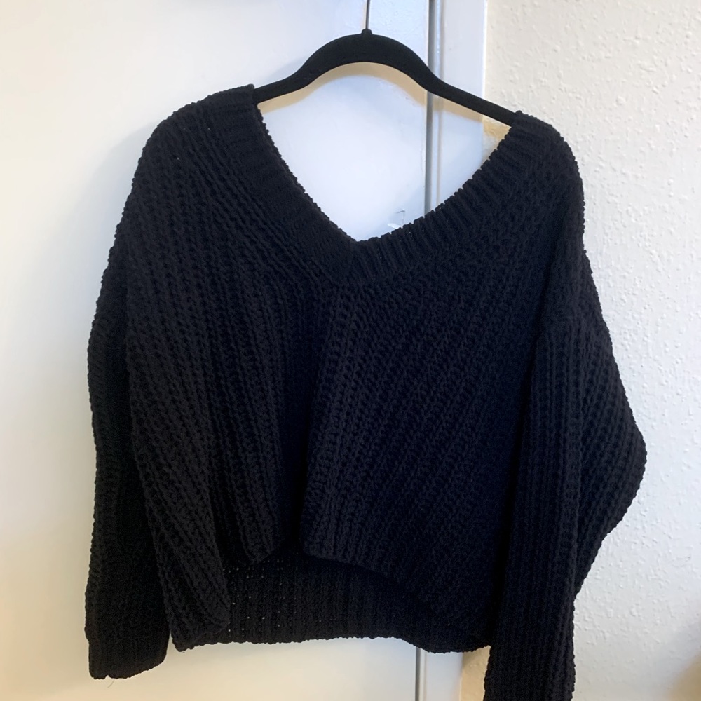 Navy blue knit sweater